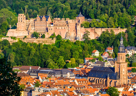 famous old town of heidelberg in germanyのeditorial素材