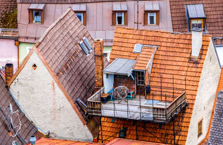 old roofs at an old town in italyの写真素材