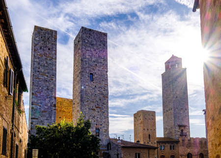 famous old town of san gimignano - italyの写真素材