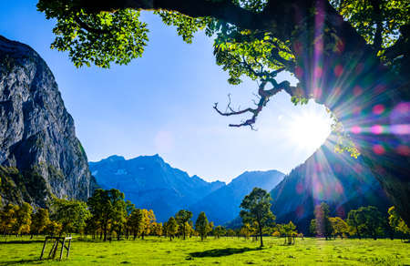 karwendel mountains in austria - small valley called eng alm