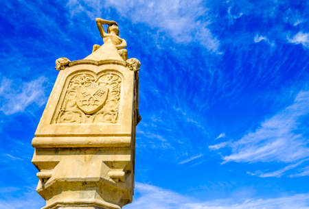 famous old town regensburg - bavaria - statue named "bruckenmandl"の写真素材