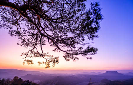 view at the famous bastei hills - germanyの写真素材