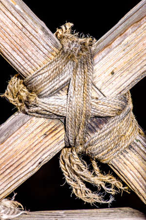 old rope with knots - close up