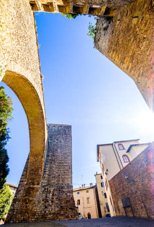 famous old town of massa marittima in italyの写真素材