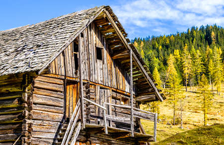 old wooden hut at the alpsの写真素材