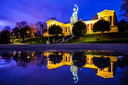famous statue of bavaria at the theresienwiese in munich - germanyの写真素材