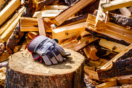 firewood at a farm - nice backgroundの写真素材