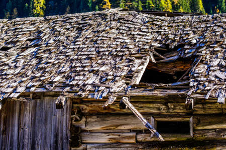old wooden hut at the alpsの写真素材