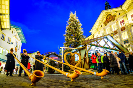Bad Toelz, Germany - November 22: people at the famous christmas market on November 22, 2019 in Bad Toelz, Germanyのeditorial素材