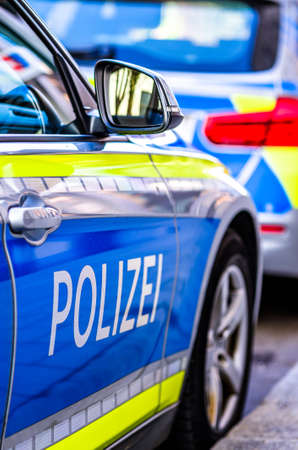 typical police vehicle in germany - translation: policeの写真素材