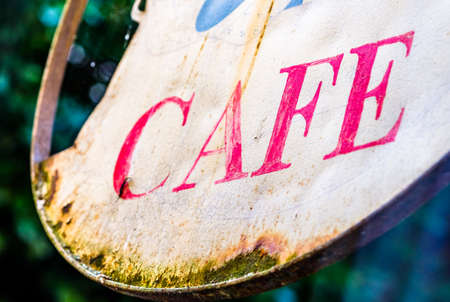 old cafe sign in austriaの写真素材