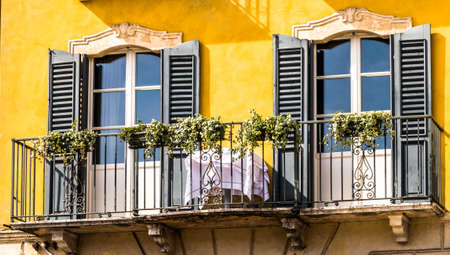 typical old facade in italy - tuscanyの写真素材