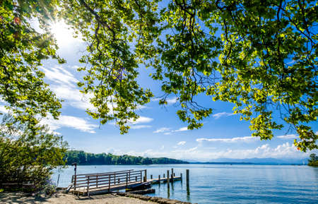 old wooden jetty at a lake - bavaria