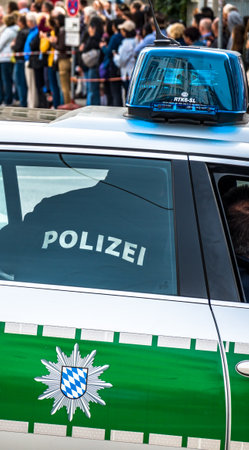 Munich, Germany - September 22: typical german police car in Munich on September 22, 2018のeditorial素材