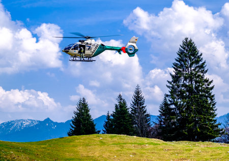 Bad Toelz, Germany - April 22: typical german police helicopter in Bad Toelz on April 22, 2016