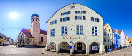 Schongau, Germany - April 4: famous old town with historic houses of Schongau on April 4, 2020のeditorial素材