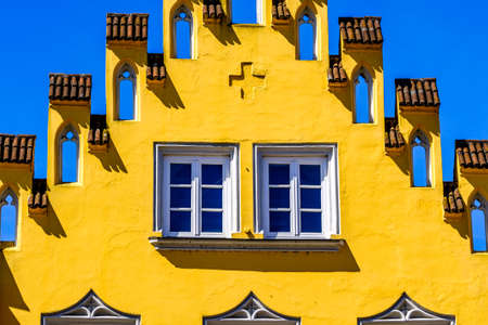 historic gothic facades at the famous old town of Landshutの写真素材