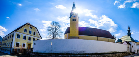 Rottach-Egern, Germany - April 3: typical historic bavarian houses in the old town of Rottach-Egern,...