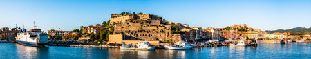 famous harbor of portoferraio at the island elba in italyのeditorial素材