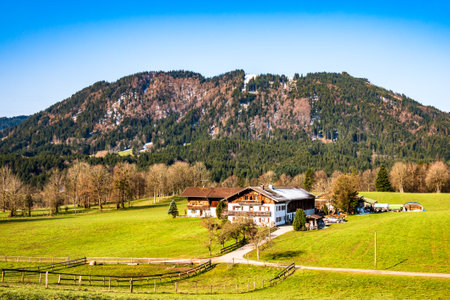 landscape and village wackersberg near bad toelz - bavariaのeditorial素材