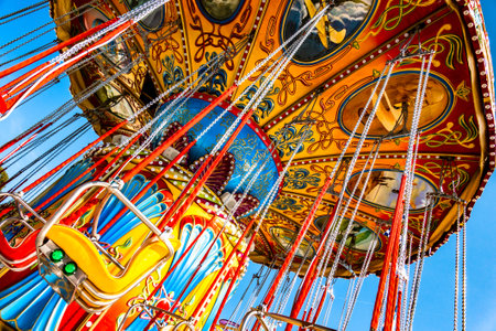 Munich, Germany - September 12: old fairground ride at the annual oktoberfest in Munich on September 12, 2018のeditorial素材