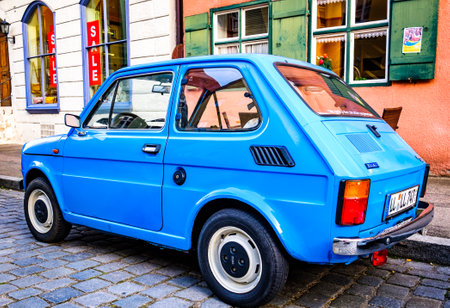 Verona, Italy - August 1: famous old fiat 500 cinquencento at the old town of verona on August 1, 2019のeditorial素材