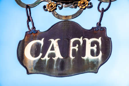 old cafe sign in austriaの写真素材