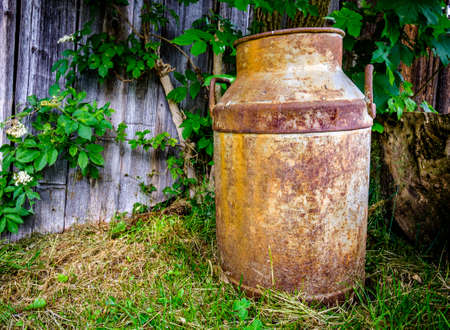 old milk can at a farmの写真素材