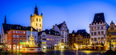 Trier, Germany - July 6: historic buildings and tourists at the famous old town of Trier in Germany on July 6, 2020のeditorial素材