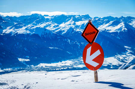 sign for the ski route in austria - photo