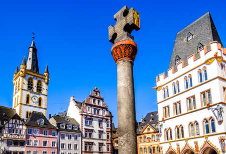 historic buildings at the famous old town of Trier in Germanyの写真素材