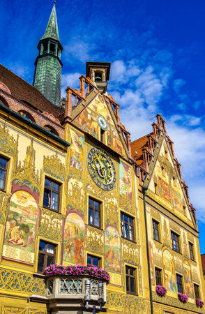 Ulm, Germany - July 5: famous historic facades at the old town of Ulm in Germany on July 5, 2020のeditorial素材