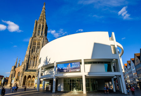 Ulm, Germany - July 4: famous historic facades at the old town of Ulm in Germany on July 4, 2020のeditorial素材