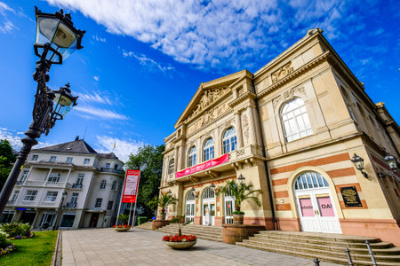 Baden-Baden, Germany - July 8: historic buildings at the famous old town of Baden-Baden on July 8, 2020のeditorial素材