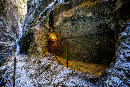 famous hoellental canyon near zugspitze mountain in bavaria - germany