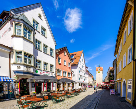 Isny, Germany - August 6: Famous old town with historic buildings of Isny im Allgau on August 6, 2020のeditorial素材
