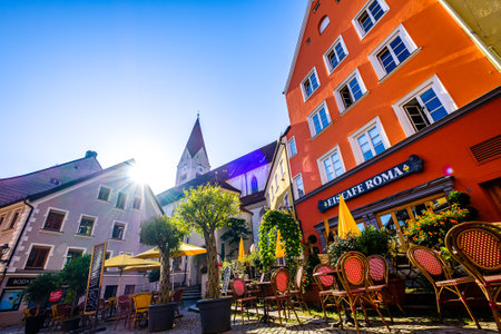 Kaufbeuren, Germany - August 7: famous old town with historic buildings of Kaufbeuren on August 7, 2020のeditorial素材