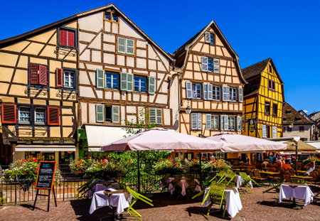 Colmar, France - July 9: famous old town with historic halftimbered facades in Colmar on July 9, 2020のeditorial素材
