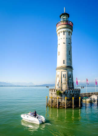 famous harbor with sailboats at the historic island of Lindau am Bodensee - Germany
