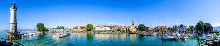 famous harbor with sailboats at the historic island of Lindau am Bodensee - Germany