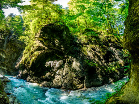 famous partnachklamm gorge in garmisch-partenkirchen - bavaria - germanyの写真素材