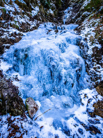 frozen waterfall in bavaria - germanyの写真素材