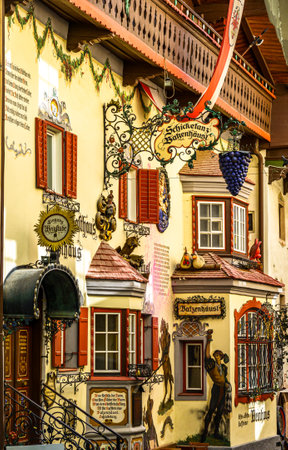 Kufstein, Austria - August 20: famous old town with historic buildings and murals in Kufstein on August 20, 2020のeditorial素材