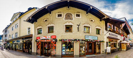 Zell am See, Austria - August 26: famous old town with historic buildings and shops in Zell am See on August 26, 2020のeditorial素材