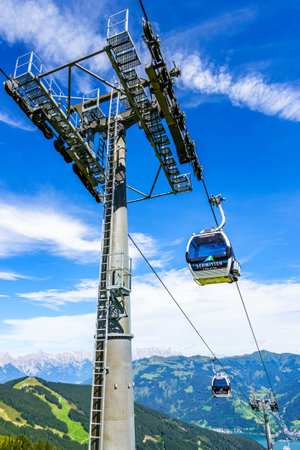 Zell am See, Austria - August 25: famous Skilift and landscape at the Schmittenhoehe in Zell am See on August 25, 2020のeditorial素材