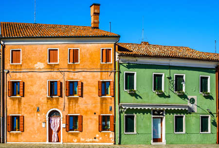 famous old town of Burano near Venice - italyの写真素材