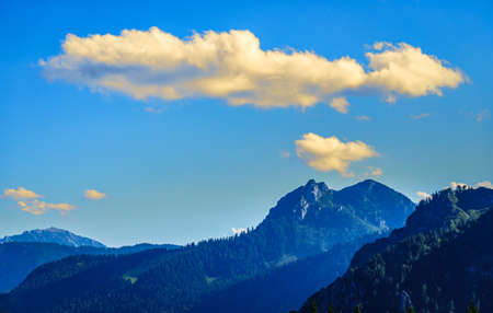 view from the Fockenstein mountain in bavaria - near Spitzingsee lake and Tegernsee lakeの写真素材