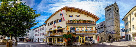 Zell am See, Austria - August 26: famous old town with historic buildings and shops in Zell am See...