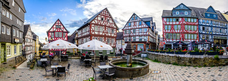 Wetzlar, Germany - June 18: famous old town with historic half-timbered houses in Wetzlar on June 18, 2020のeditorial素材