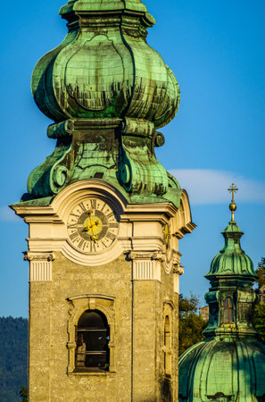 historic buildings at the famous old town of Salzburg in Austria